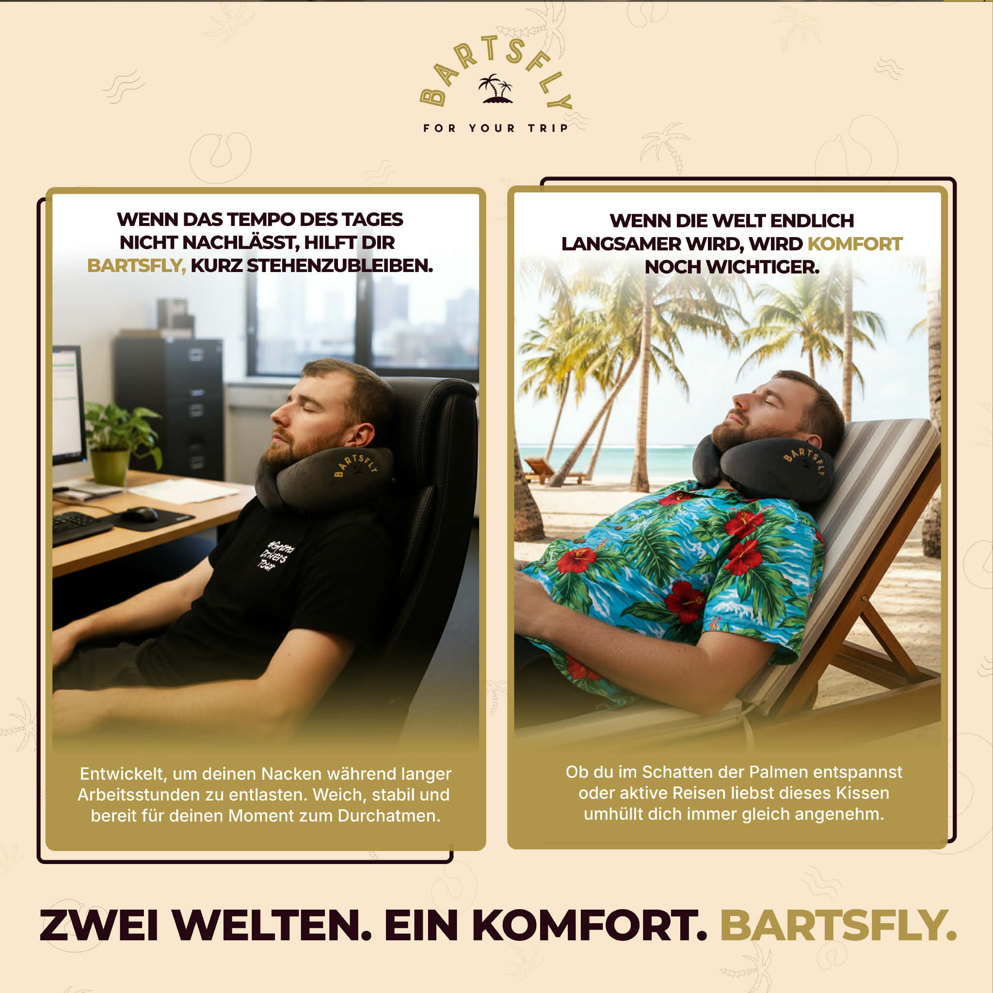 BartsFly Ergonomic Memory Foam Travel Pillow for Airplane, Car, Train &amp; Home