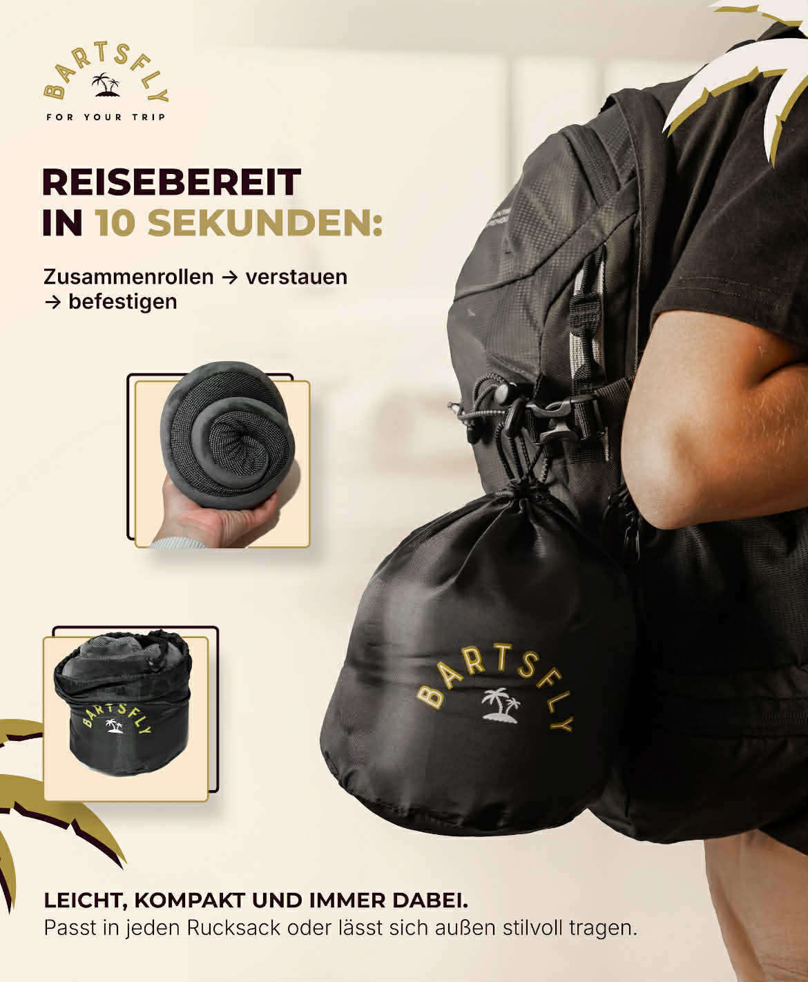 BartsFly ergonomisches Memory Foam Reisekissen für Flugzeug, Auto, Zug & Hause